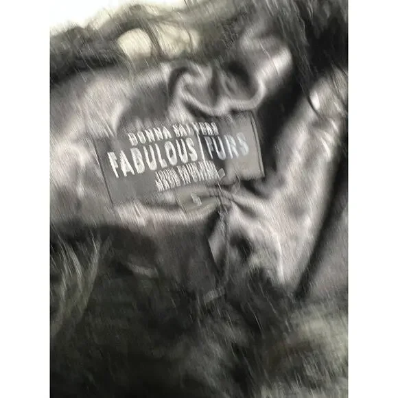 QVC Donna Salyers Fabulous Furs Tibby Collarless Faux Fur Coat BLACK NWOT SIZE S - Picture 4 of 6